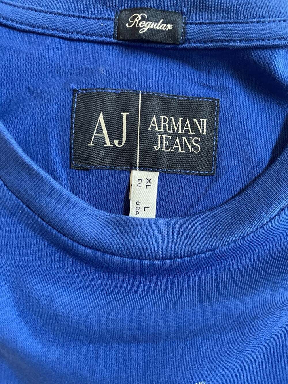 Armani Jeans AJ Graphic Logo T-Shirt Blue Size L - Picture 3 of 3